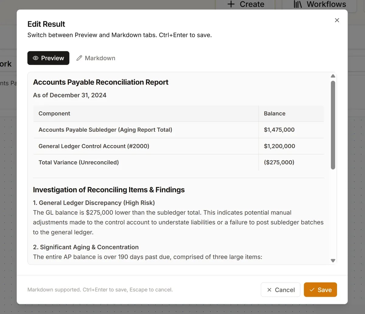 Detailed audit report with findings and evidence